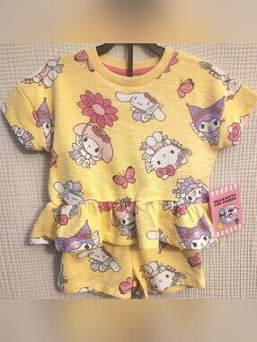 Sanrio Yellow Hello Kitty & Friends Short Set 12M NWT